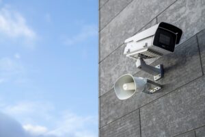 Image #1: Security Camera integrated with a siren / public announcement system. 